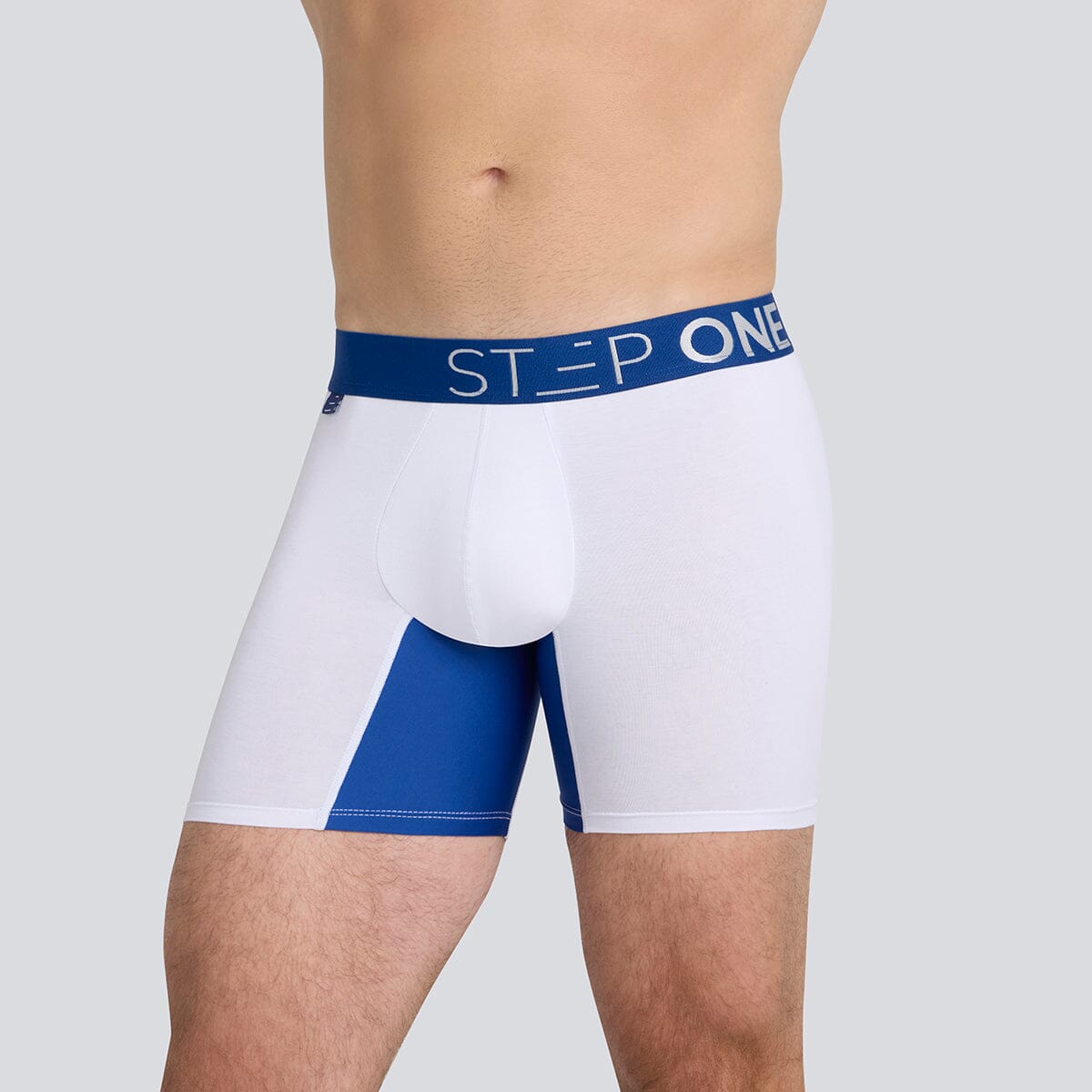 Boxer Brief - White/Navy - Bamboo Underwear - Model:Daniel F