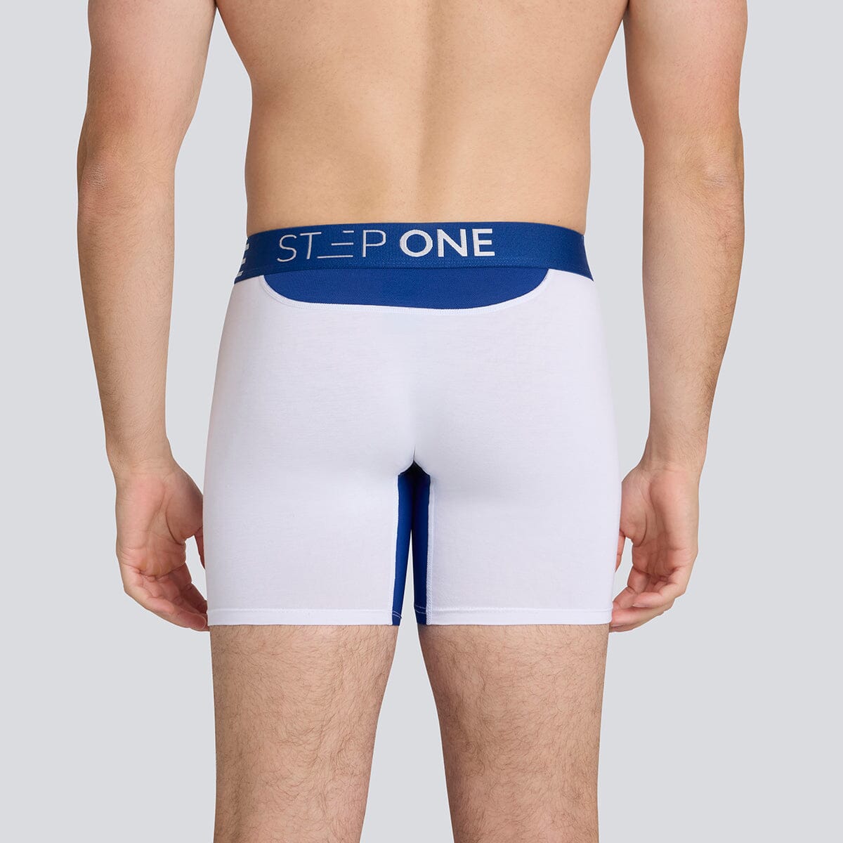 Boxer Brief - White/Navy - Bamboo Underwear - Model:Daniel F