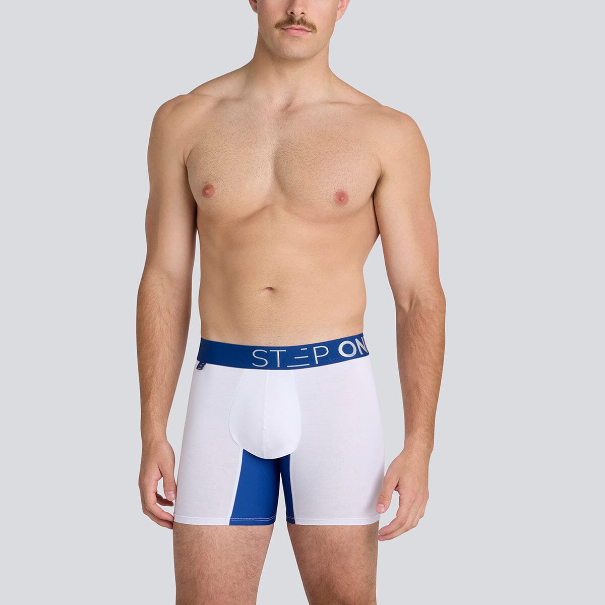 Boxer Brief - White/Navy - Bamboo Underwear - Model:Daniel F