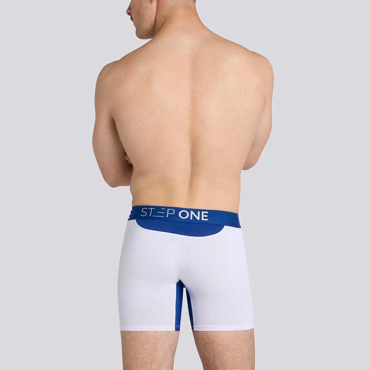 Boxer Brief - White/Navy - Bamboo Underwear - Model:Daniel F