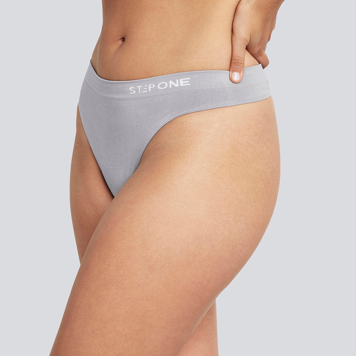 Women s SmoothFit Thong Grey Step One Bamboo Underwear