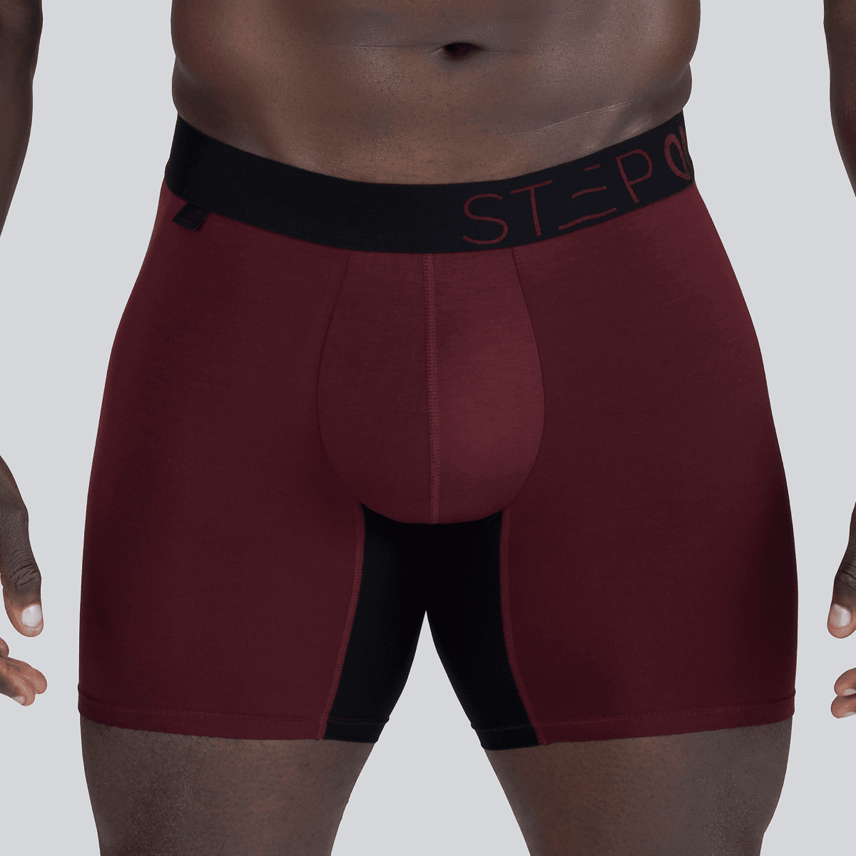 Boxer Brief - Burgundy & Black - Bamboo Underwear