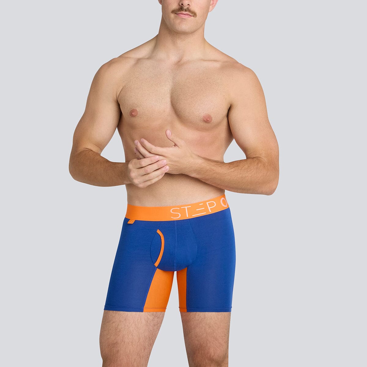 Boxer Brief Fly - Navy/Orange - Bamboo Underwear - Model:Daniel F