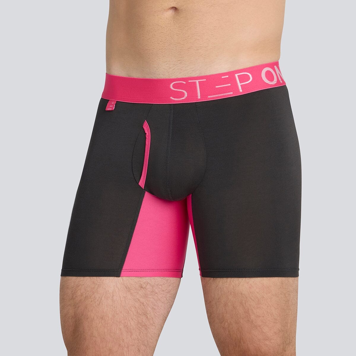 Boxer Brief Fly - Charcoal/Pink - Bamboo Underwear