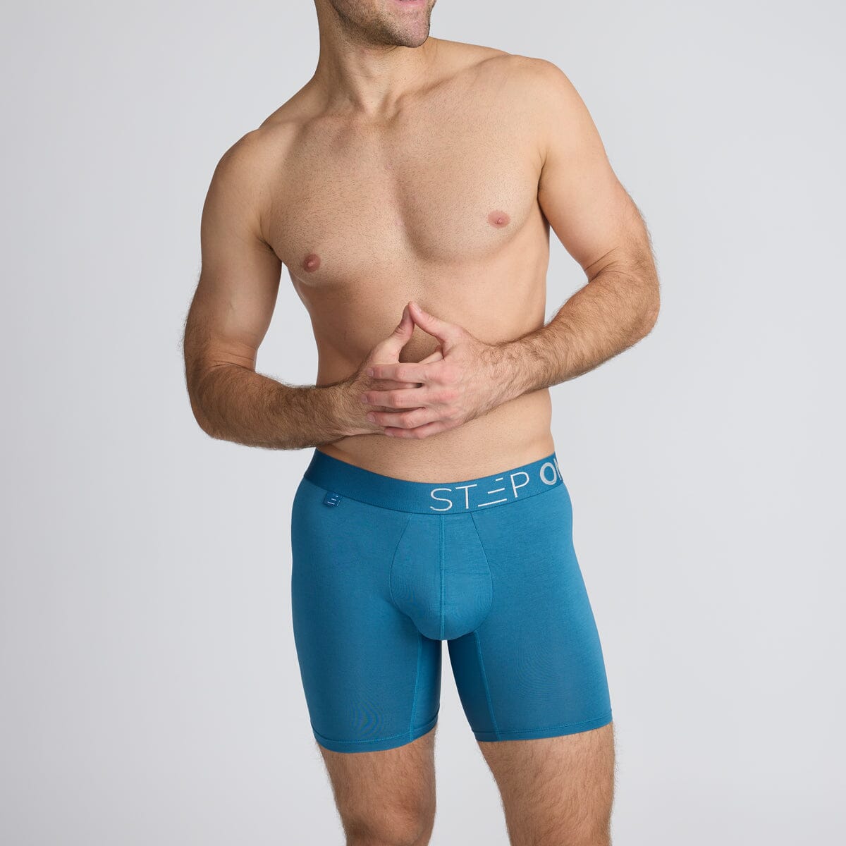 Men's Bamboo Underwear Boxers in blue - Model:Skyler