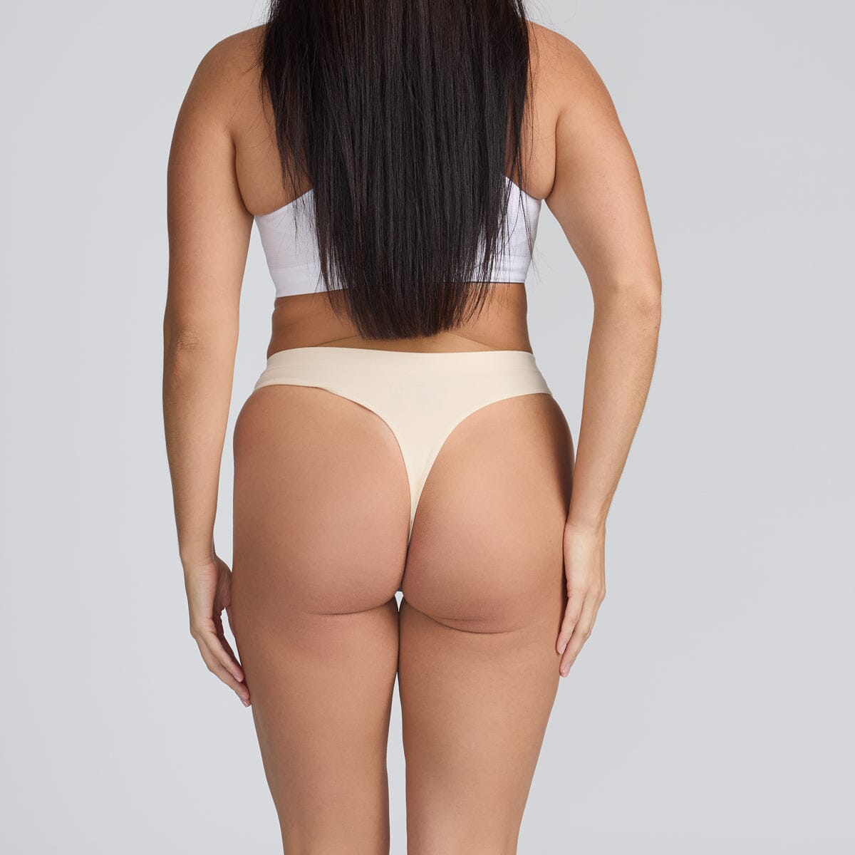 Women's SmoothFit Thong - Chic Champagne - Bamboo Underwear - Model:Marie