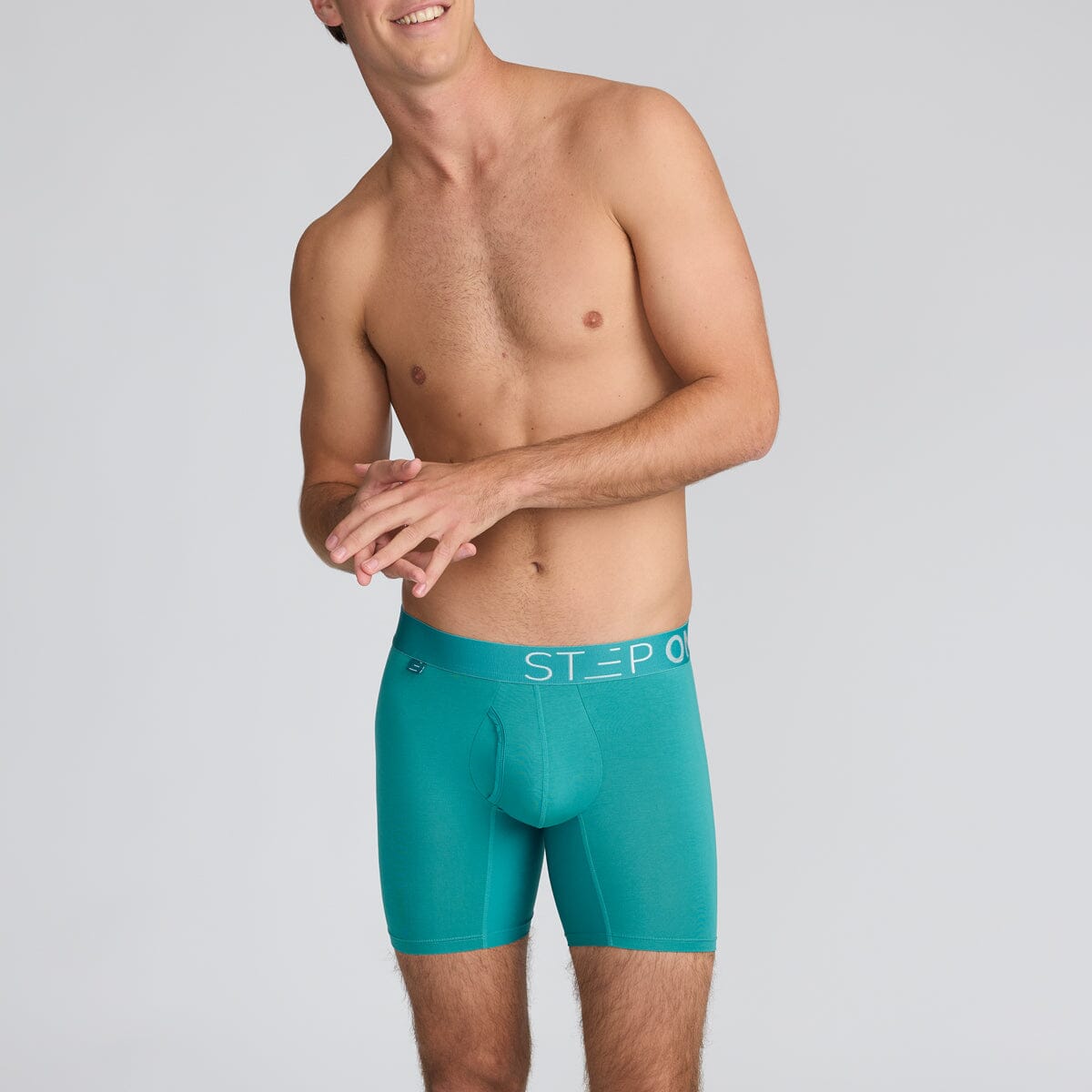 Boxer Brief Fly - Green-Blue Slate - Bamboo Underwear - Model:Angus