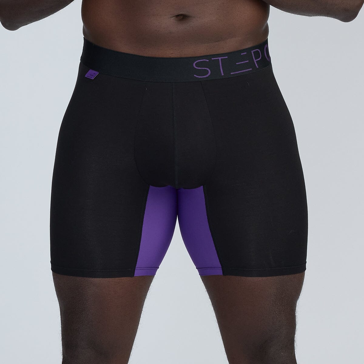 Boxer Brief - Black & Purple - Bamboo Underwear - Model:Baba