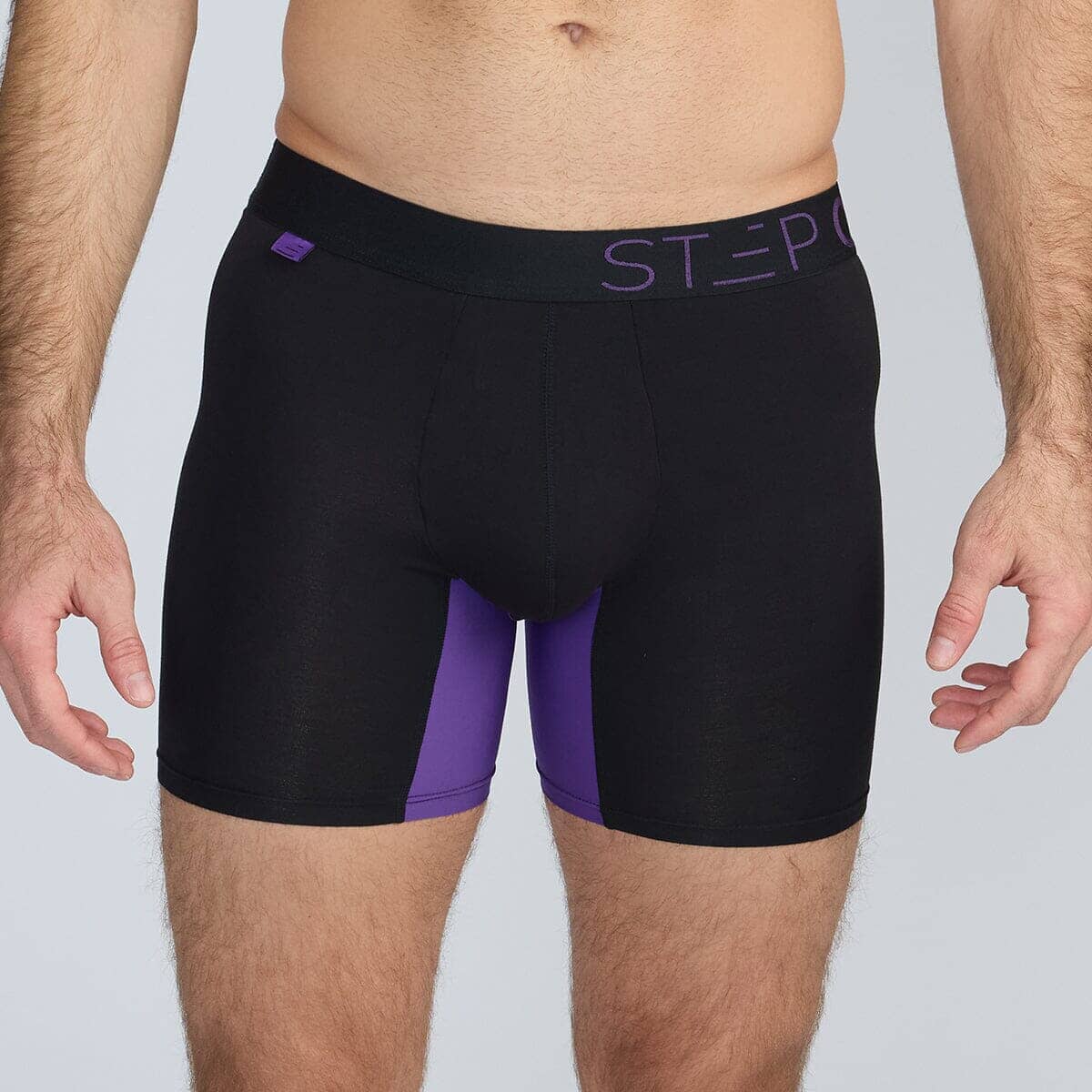 Boxer Brief - Black & Purple - Bamboo Underwear - Model:Skyler