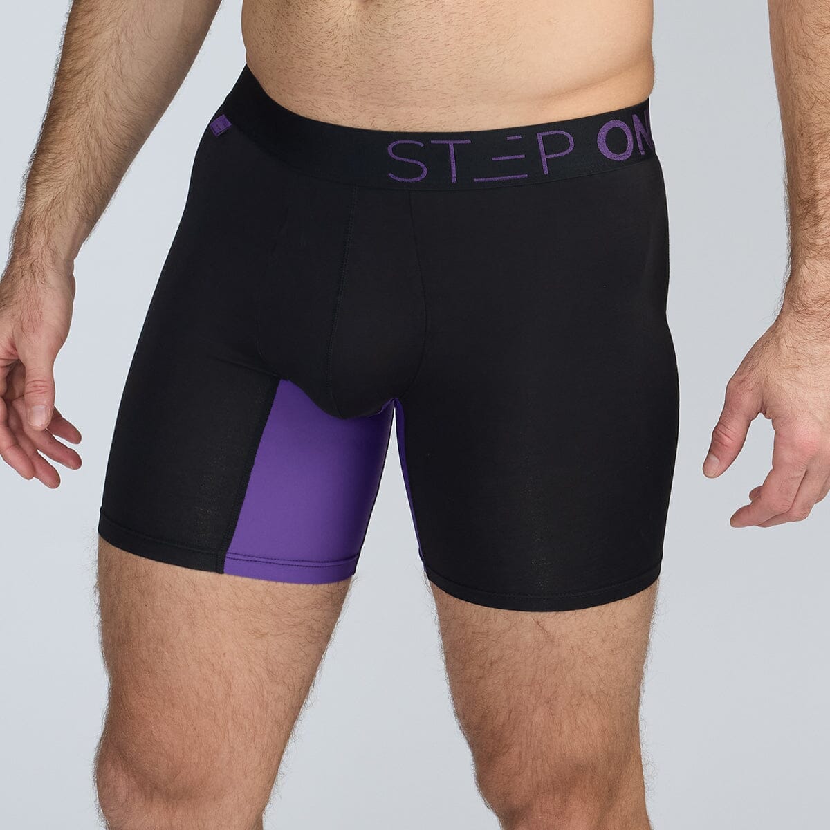 Boxer Brief - Black & Purple - Bamboo Underwear - Model:Skyler