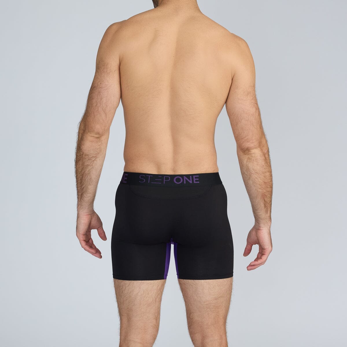 Boxer Brief - Black & Purple - Bamboo Underwear - Model:Skyler