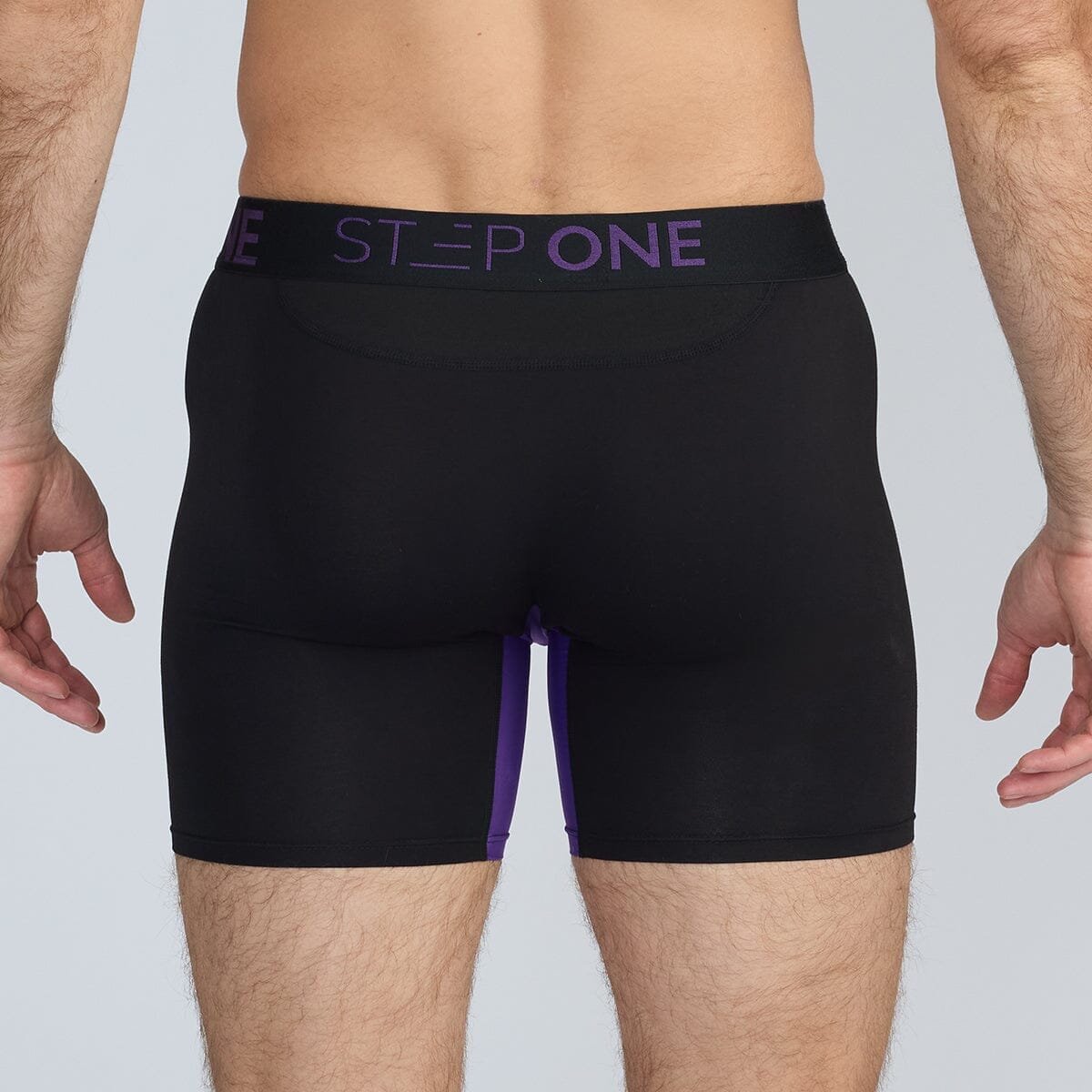 Boxer Brief - Black & Purple - Bamboo Underwear - Model:Skyler