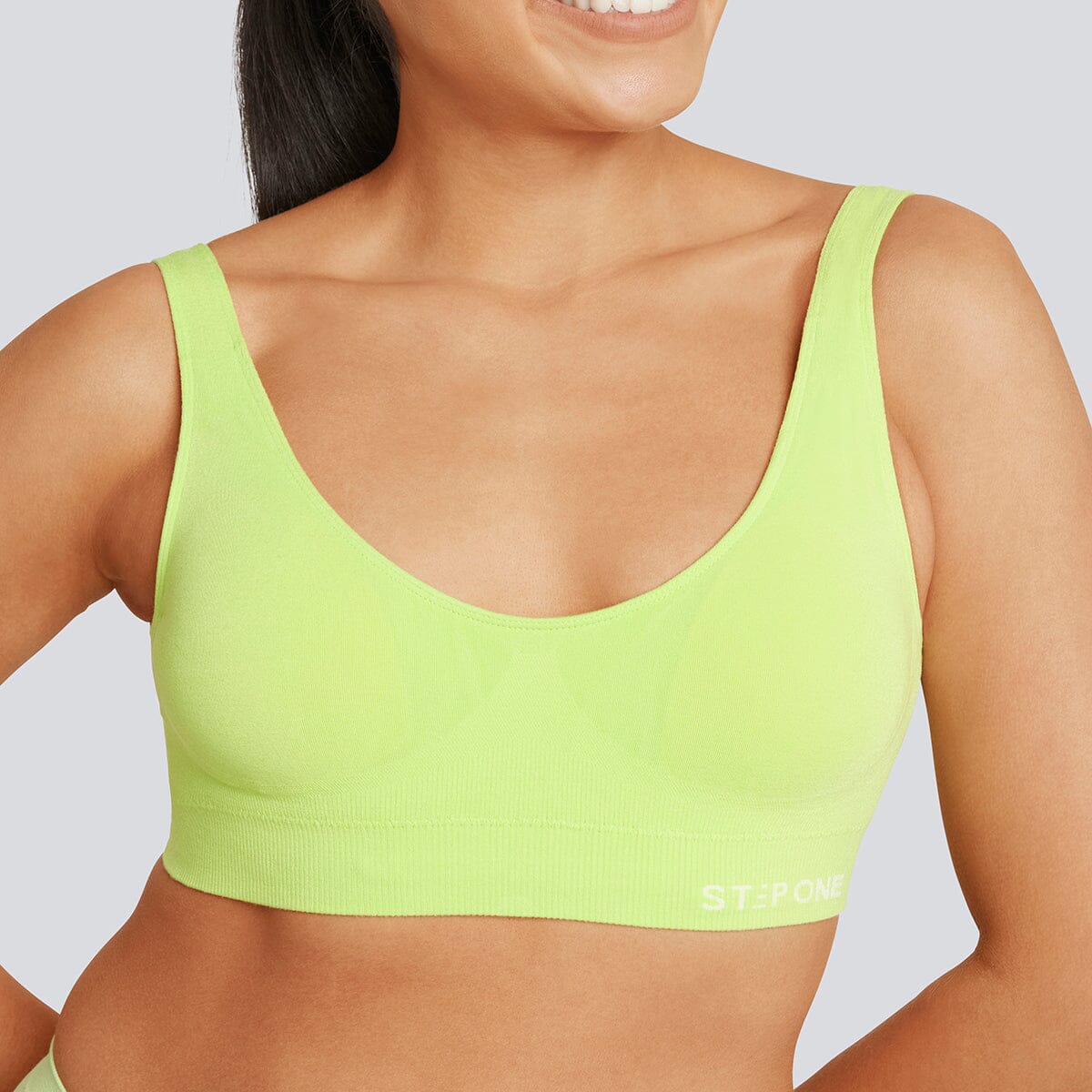 Women's SmoothFit Padded Bra - Acid Lime - Bamboo Underwear - Model:Natalia