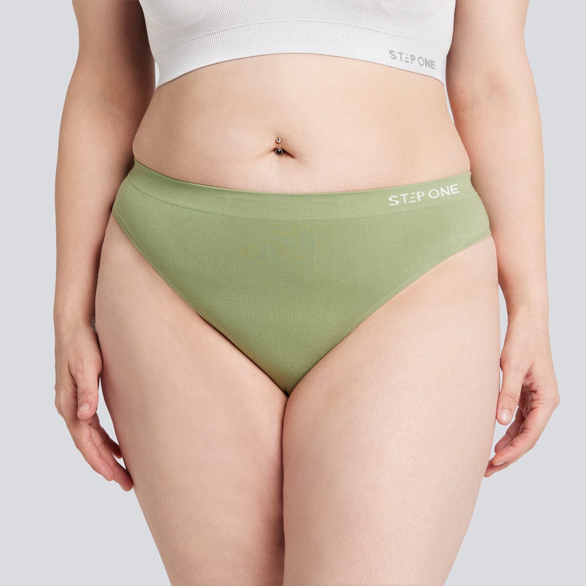 Women's SmoothFit Thong - Sage - Bamboo Underwear - Model:Ashleigh