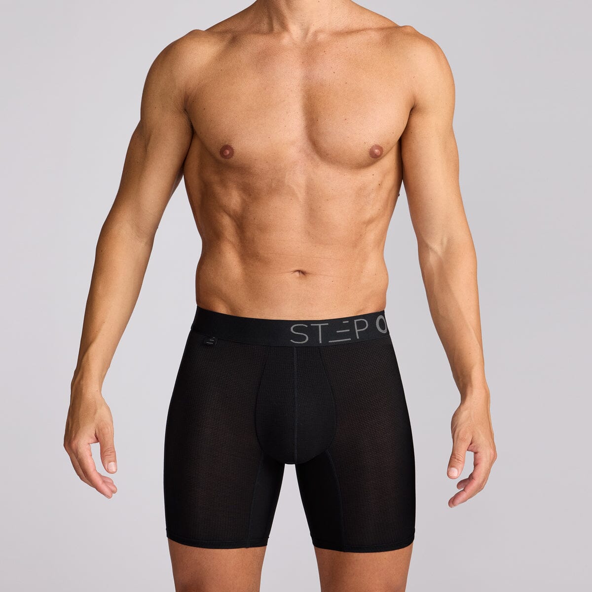 Cloud Mesh Boxer Brief - Black - Bamboo Underwear - Model:Ivan M