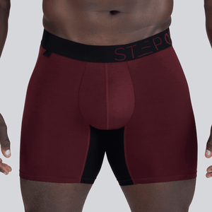 Boxer Brief - Burgundy & Black - Bamboo Underwear