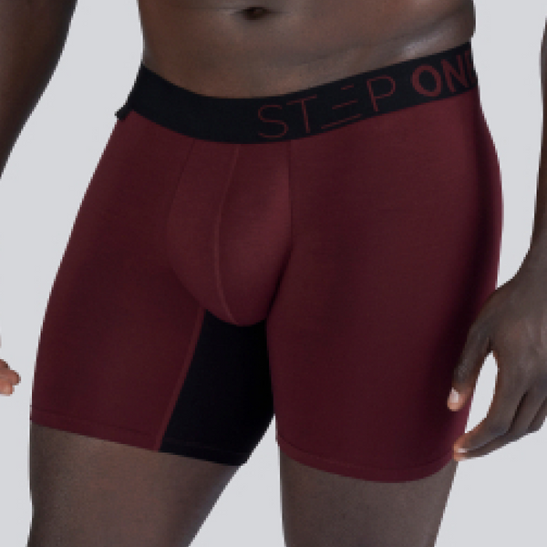 Boxer Brief - Burgundy & Black - Bamboo Underwear