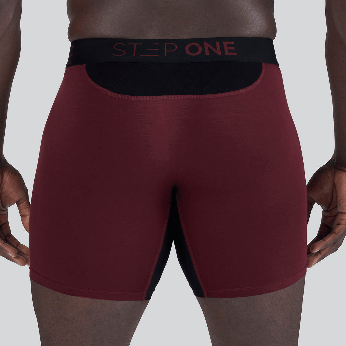 Boxer Brief - Burgundy & Black - Bamboo Underwear