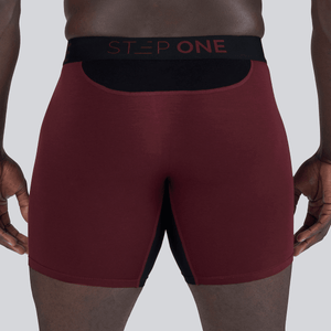 Boxer Brief - Burgundy & Black - Bamboo Underwear
