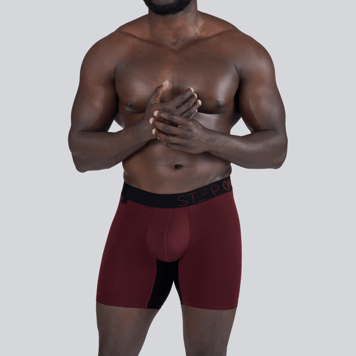 Boxer Brief - Burgundy & Black - Bamboo Underwear