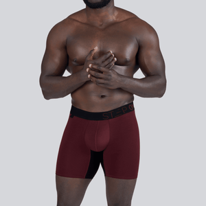 Boxer Brief - Burgundy & Black - Bamboo Underwear