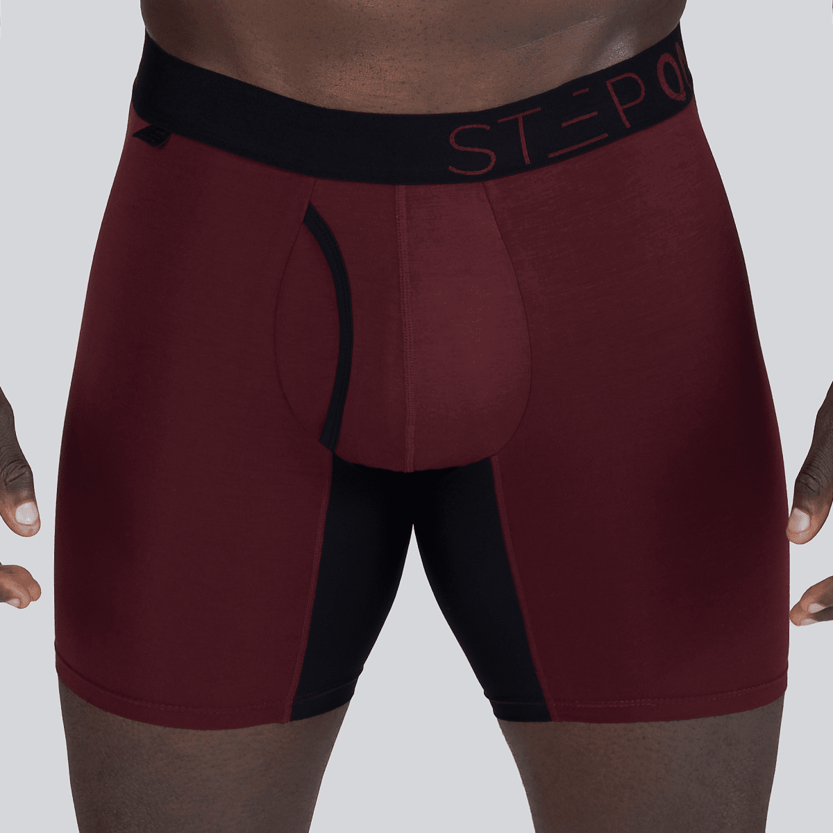 Boxer Brief Fly - Burgundy & Black - Bamboo Underwear