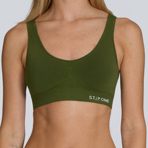 Women's SmoothFit Padded Bra - Olive Green - Bamboo Underwear