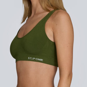 Women's SmoothFit Padded Bra - Olive Green - Bamboo Underwear
