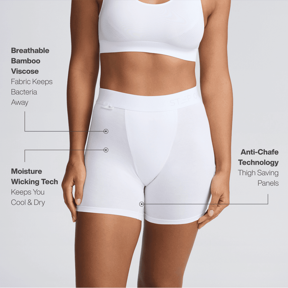 Women's Body Shorts - White - Bamboo Underwear