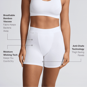 Women's Body Shorts - White - Bamboo Underwear