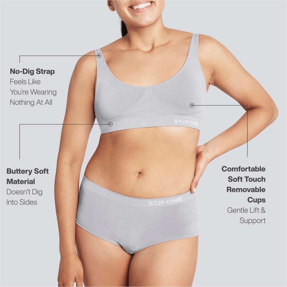 Women's SmoothFit Padded Bra - Grey - Bamboo Underwear