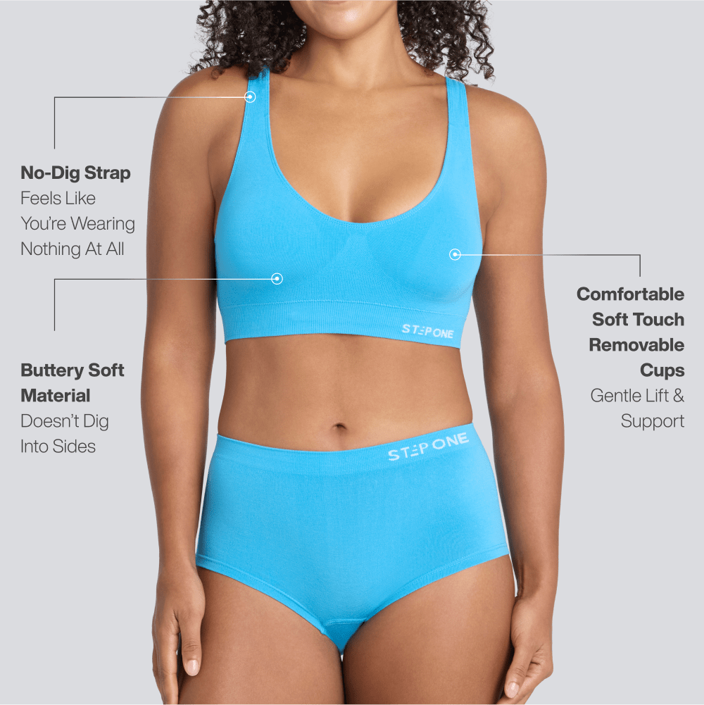 Women's SmoothFit Padded Bra - Blue Wave - Bamboo Underwear