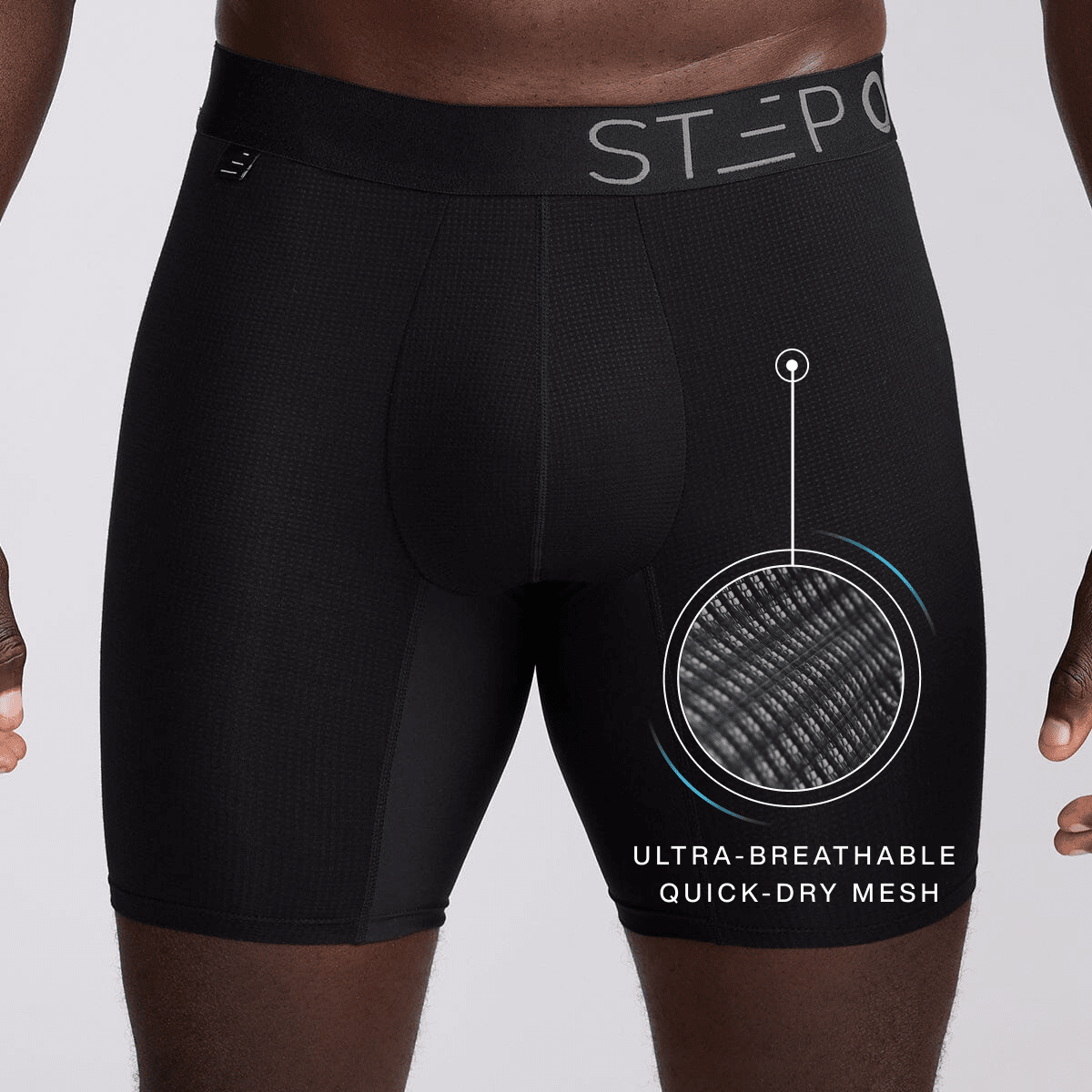 Cloud Mesh Boxer Brief - Black - Bamboo Underwear - Model:Baba