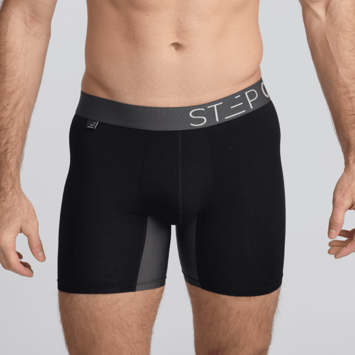 [EXP-A] Men's Bamboo Underwear Boxers in black and grey - Model:Skyler