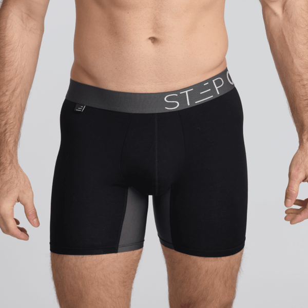 [EXP-A] Men's Bamboo Underwear Boxers in black and grey - Model:Skyler