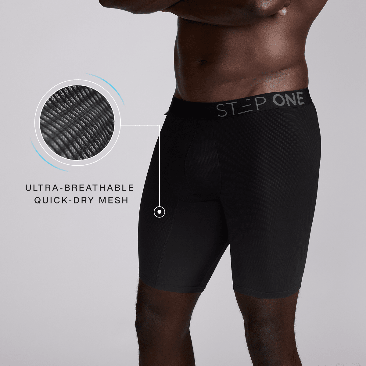 Boxer Brief Sport Cloud Mesh - Black - Bamboo Underwear - Model:Baba