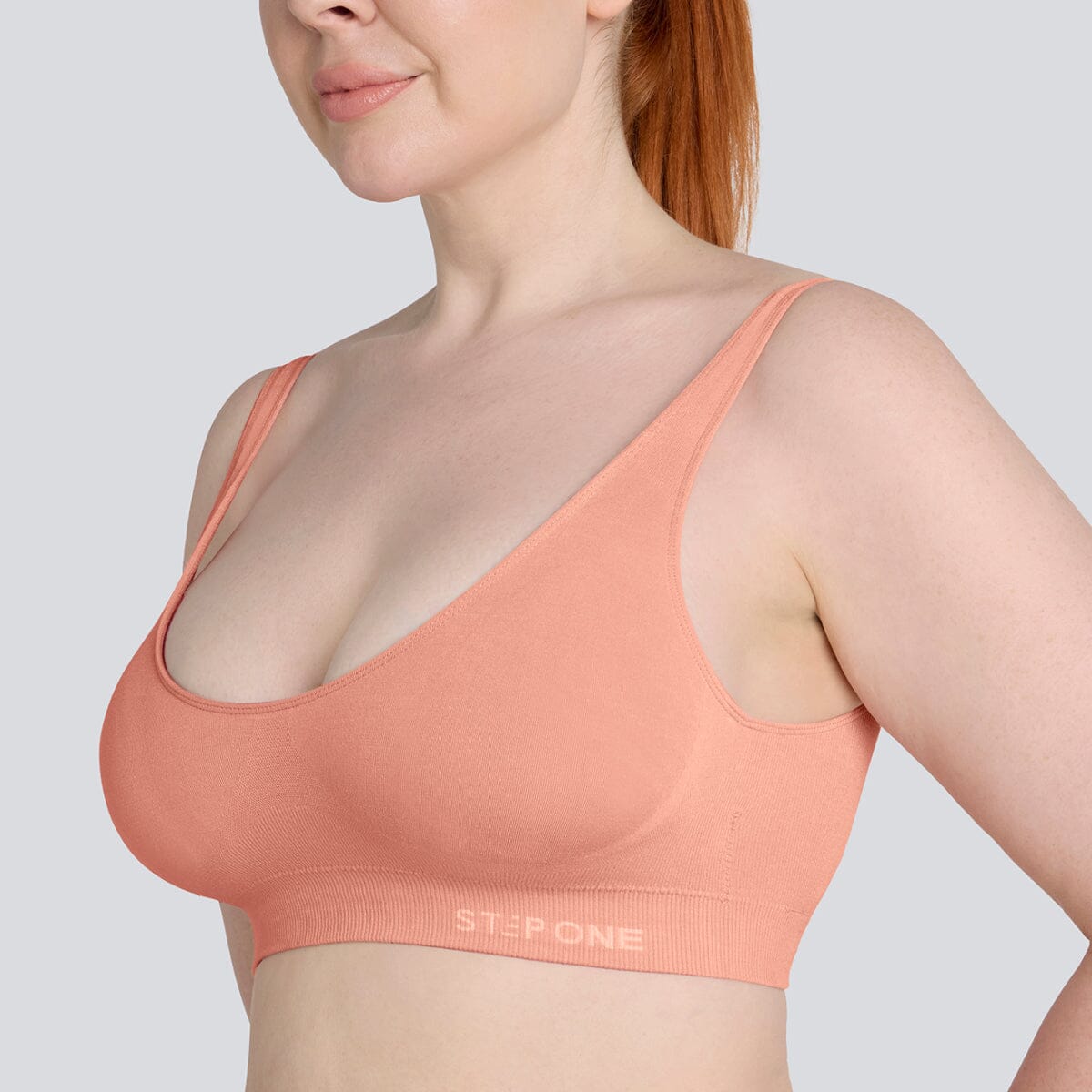 Women's SmoothFit Padded Bra - Peaches & Cream - Bamboo Underwear - Model:Eloise