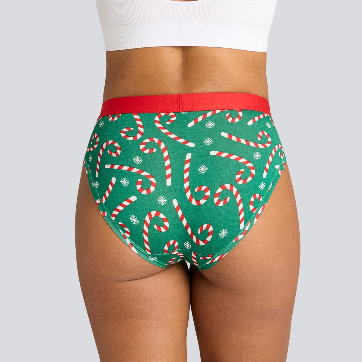 Women's Bikini Brief - Candy Canes - Bamboo Underwear - Model:Yolanda