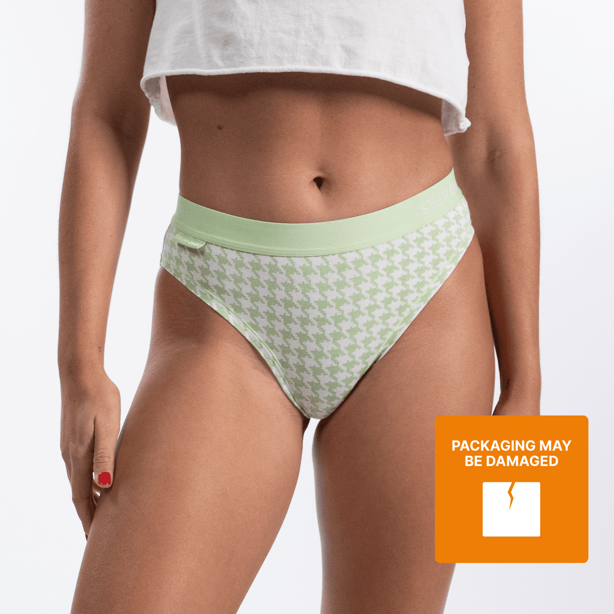 Women's Bikini Brief - Green Houndstooth - Bamboo Underwear