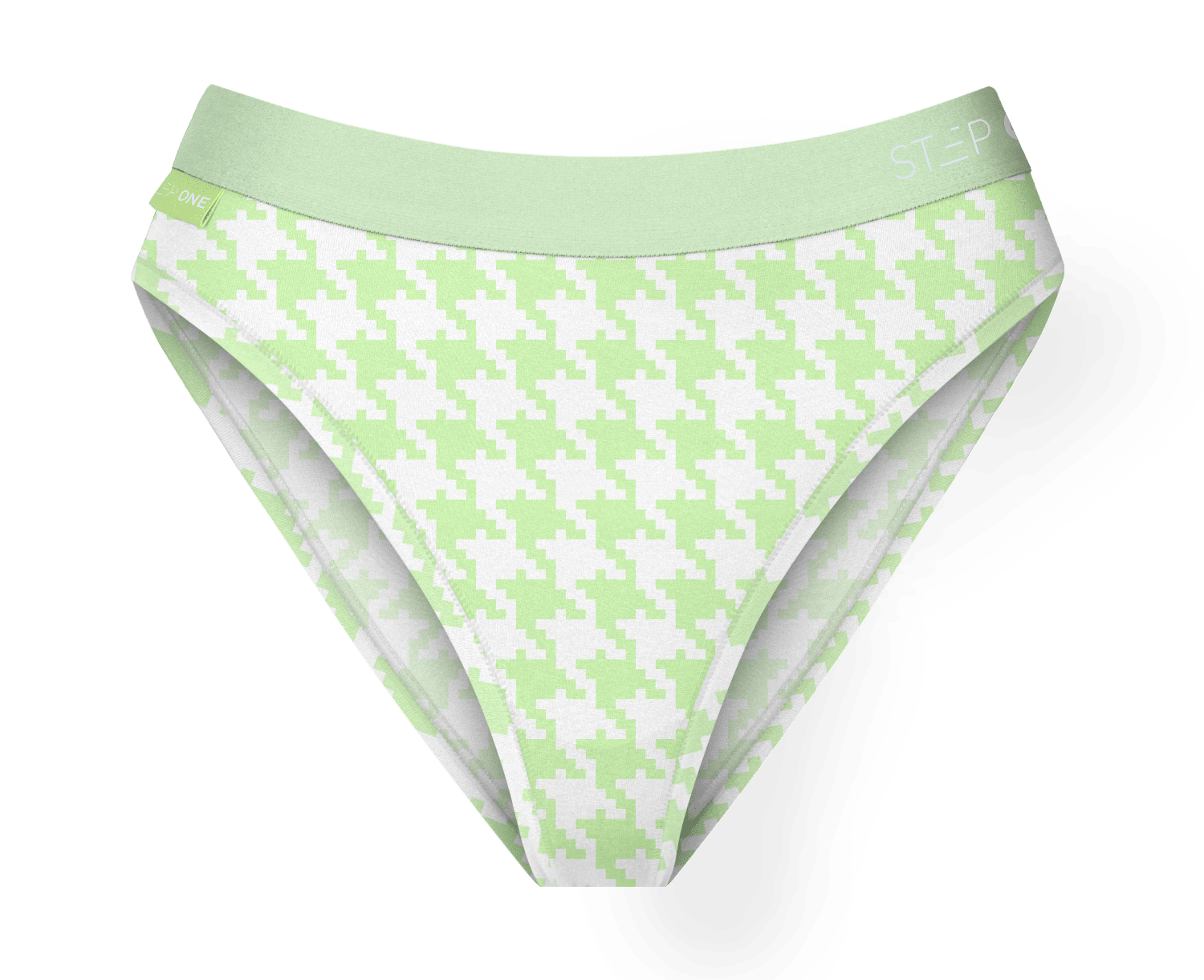 Women's Bikini Brief - Green Houndstooth